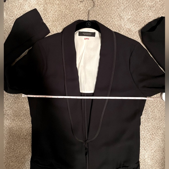 Maison Scotch & Soda Love long Black Blazer with crepe tie front shawl collar. - Picture 9 of 9